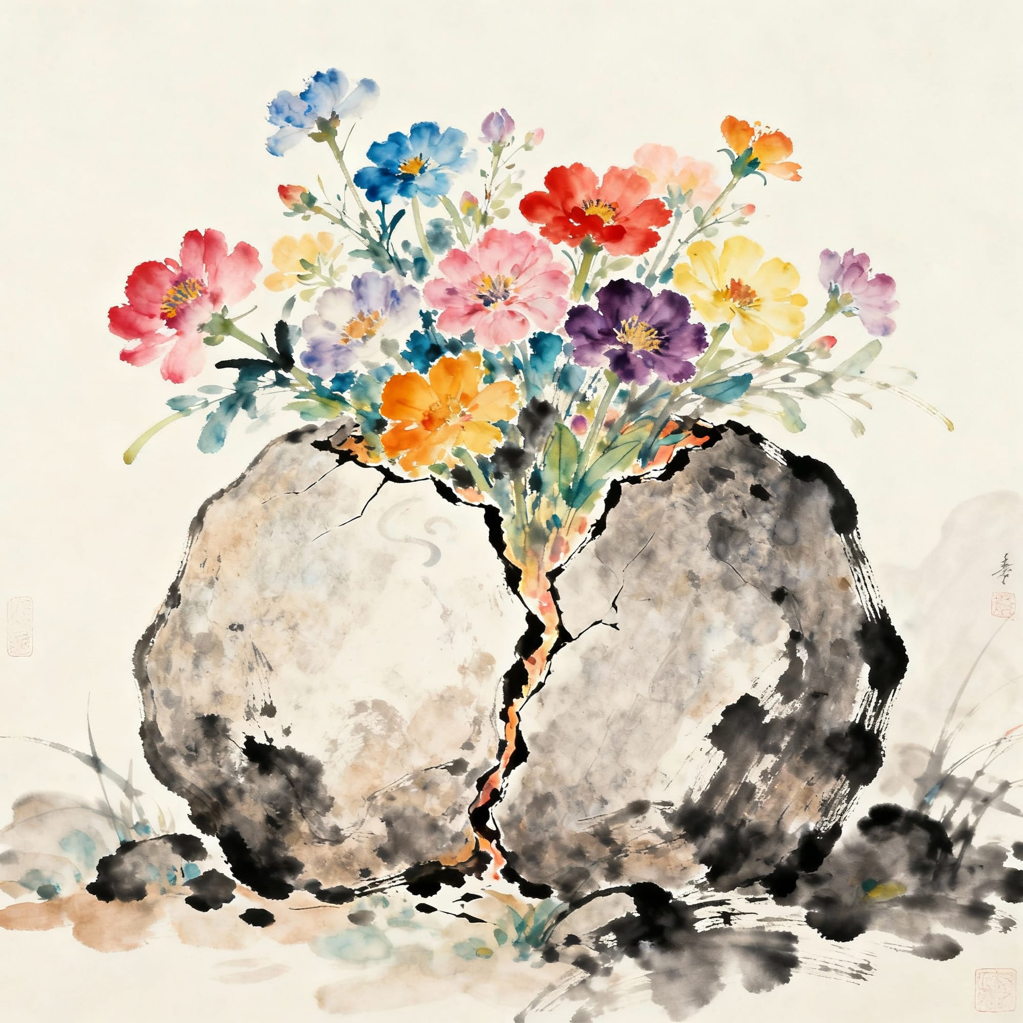 Spirit‑Stone Blooming — Opening a New Chapter from Adversity: When your hardest ground becomes the bed where new life unfolds.